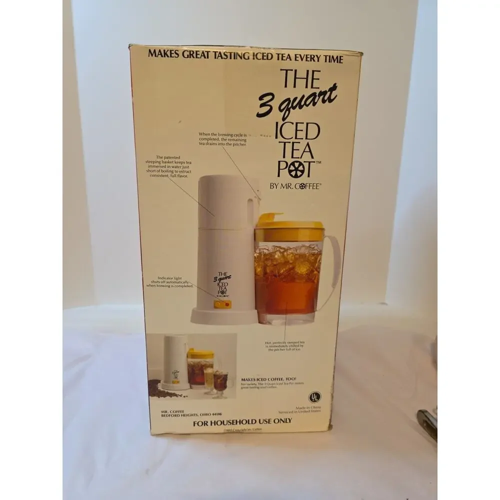 NEW Mr. Coffee Iced Tea Pot Maker 3 Qt. Bonus Two Pitchers Yellow TM3P NIB